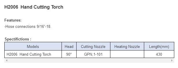 H2006 Hand Cutting Torch for Cutting Machine