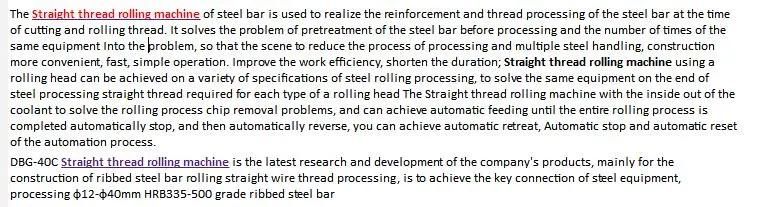 Reabar Threading Machine Rolling Machine