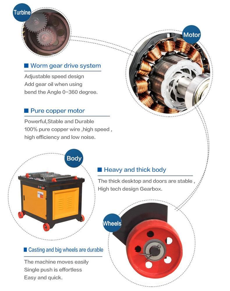 3kw Copper Motor Worm Gear Manual Steel Bar Bender