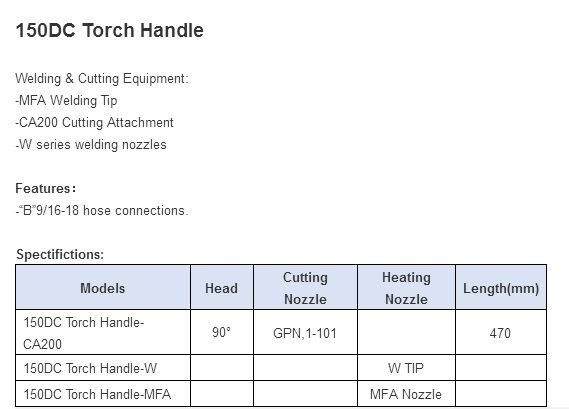 150DC Torch Handle Cutting Torch for Flame Cutting Machine