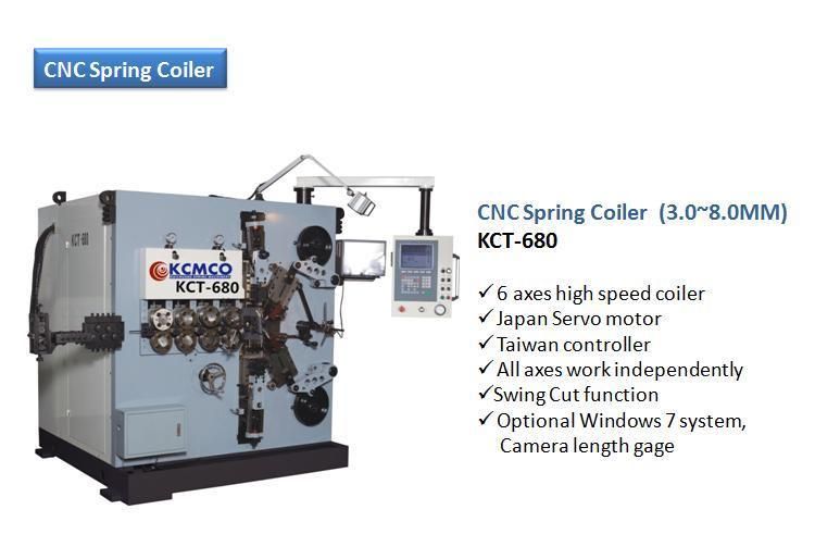 KCMCO-KCT-680 8mm 6 Axis CNC Compression Spring Coiling Machine&Big Wire Size Car Spring Coiling Machine