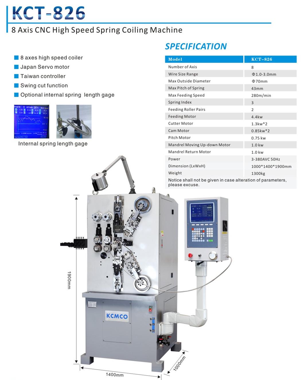 KCMCO-KCT-826 3mm 8 axis CNC Spring Coiler