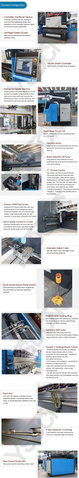 We67K Hydraulic CNC Press Brake Sheet Metal 4 Axis Automatic Bending Machine with Delem Da58