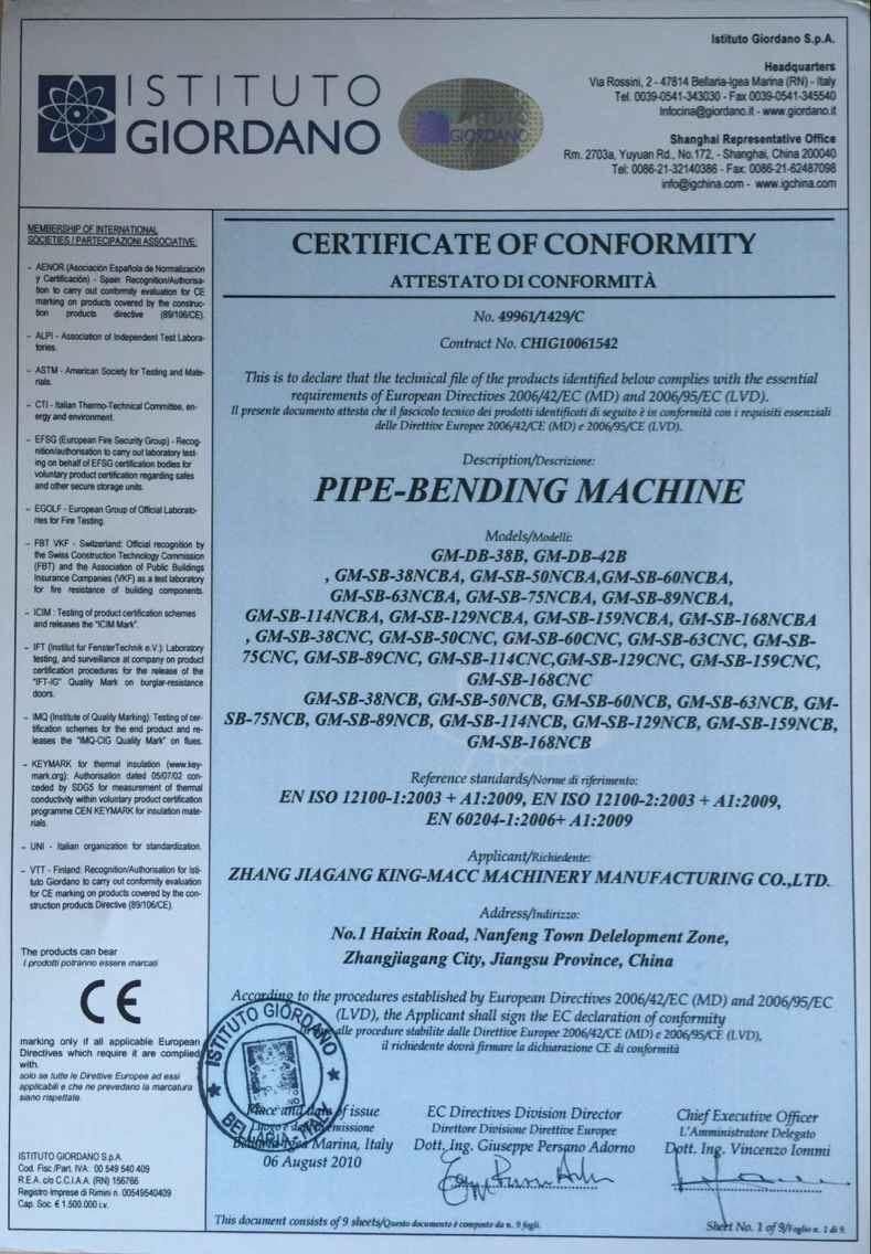 Ce Certificate CNC Pipe Bending Machine Semi Automatic Hydraulic Pipe Bender GM-76ncb