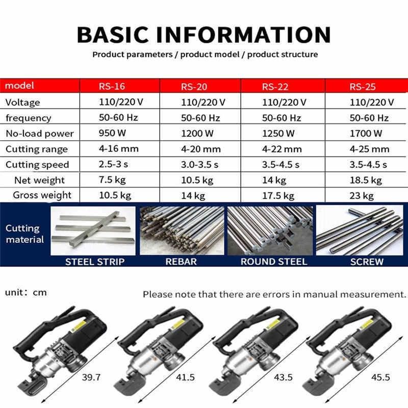 RS-16 Rebar Cutting Machine RS-20 Hydraulic Rebar Cutter