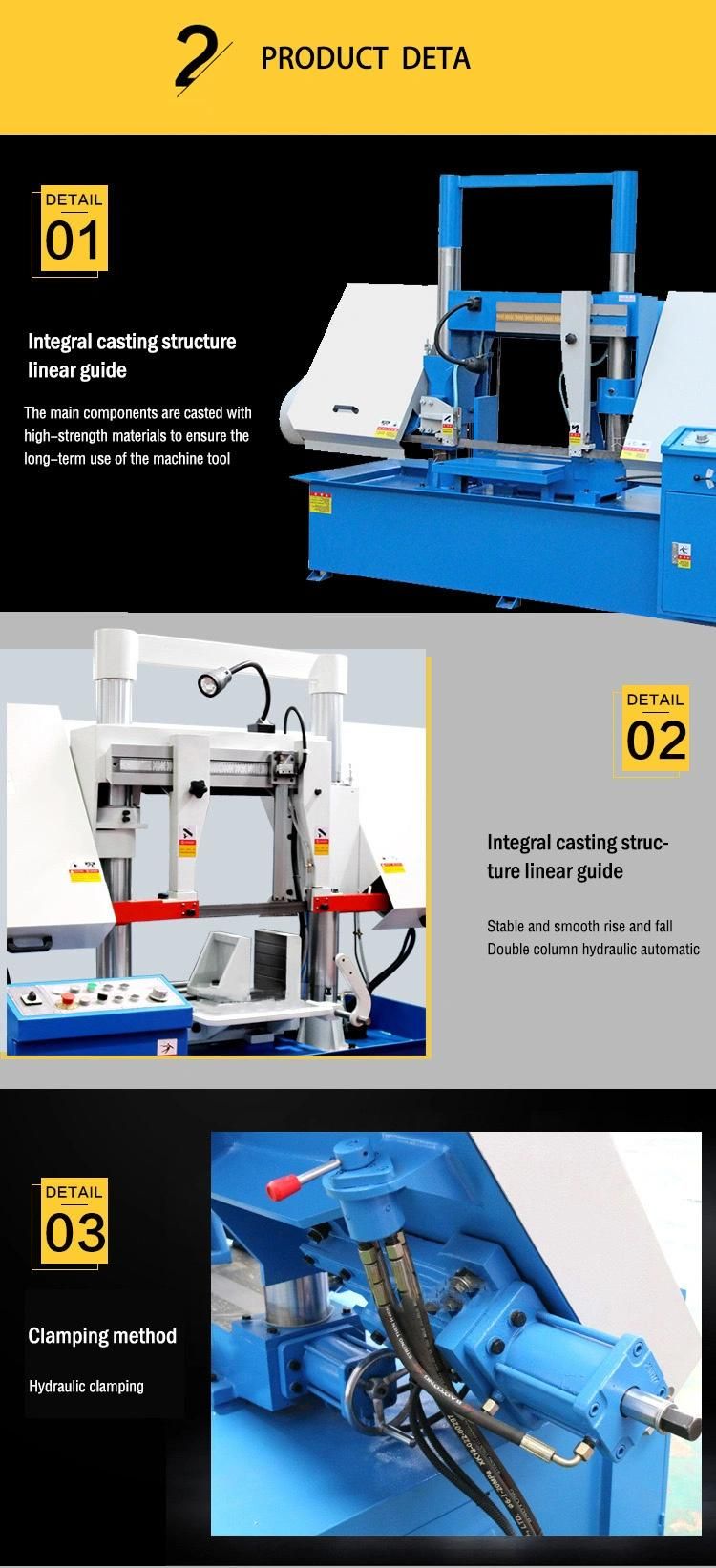 Factory up to 60 Degree Adjustable Ce Certification Cutting Pipe Double Column Metal Band Saw Machine