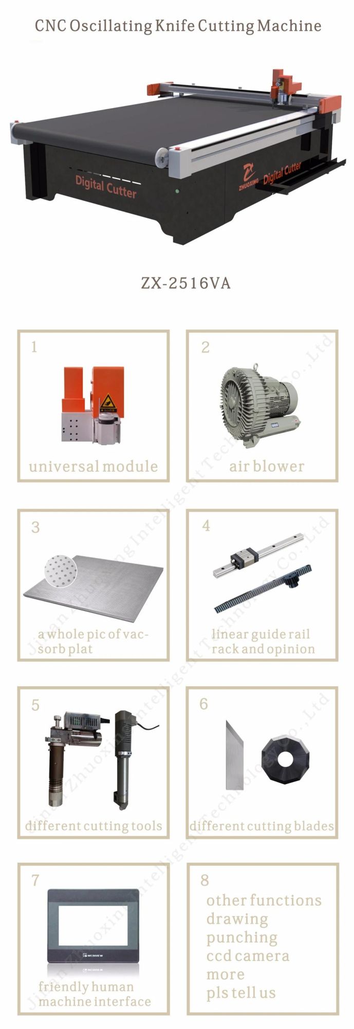 Zx-2516va Advertising Vibrating Knife Cutting Machine Direct Manufacturer