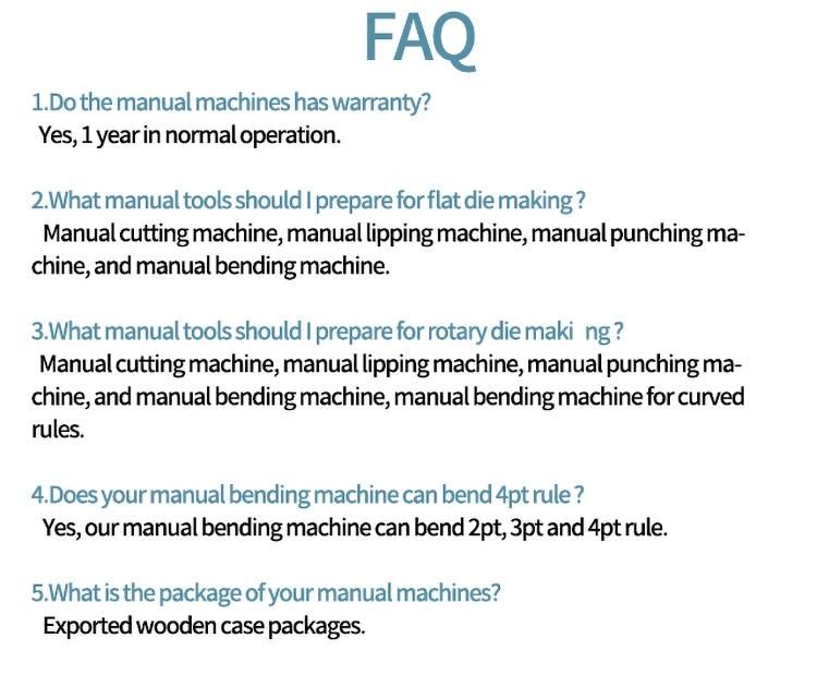 Precision Die Cutting Rule Sheet Bending Machines Manual for Wooden Die