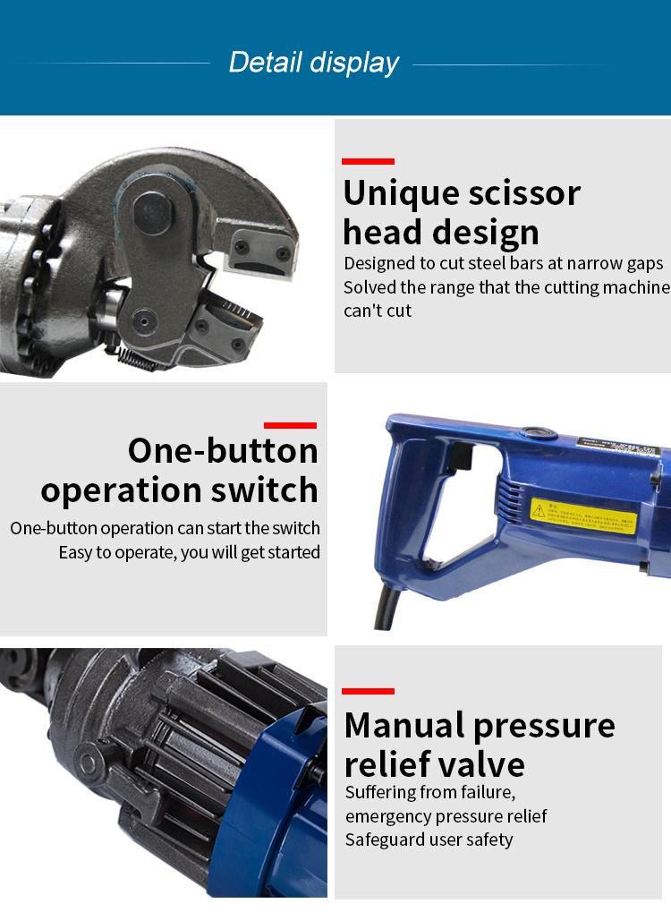 HRC-20 Steel Cutting Machine Electric Portable Hand Held Rebar Cutter