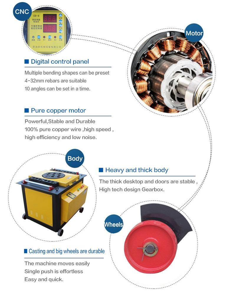 High Quality 6-45 Reinforced Rod Bar Bender Screw Bar Bender 6-50mm Round Bar Bending Machine