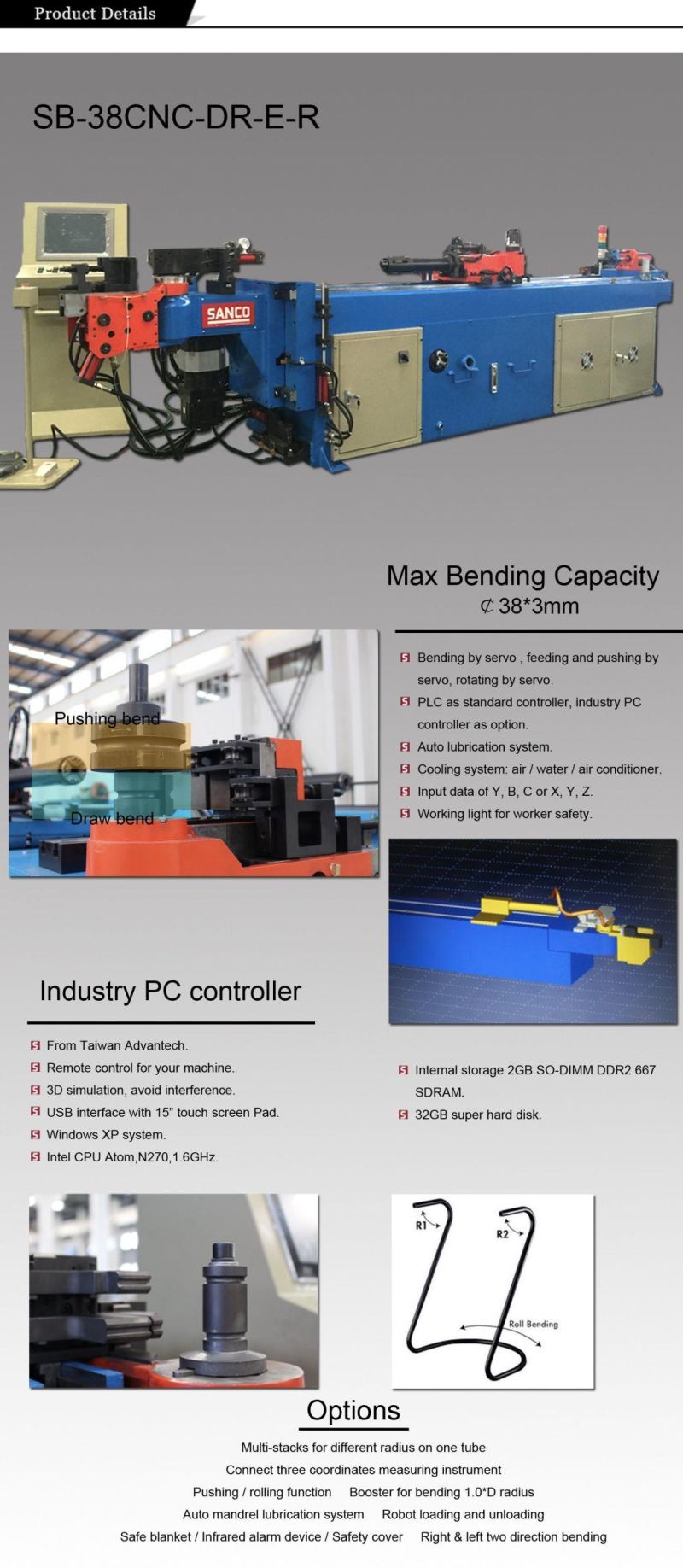 CNC Pipe Tube Bender with Push Bending Function