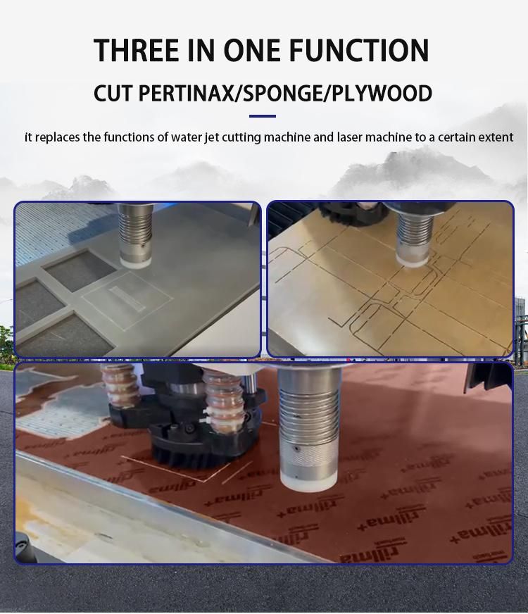 Three-in-One CNC Cigarette Case Die Milling Machine for Pertinax Rubber Sponge Plywood