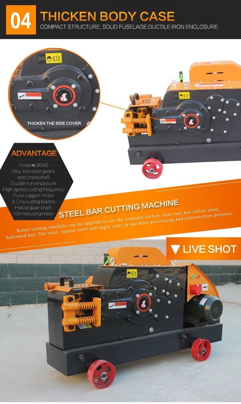 Gq40d Moon-Shape Rebar Cutter Price Wholesale 40mm Steel Bar Cutting Machine for Construction Site