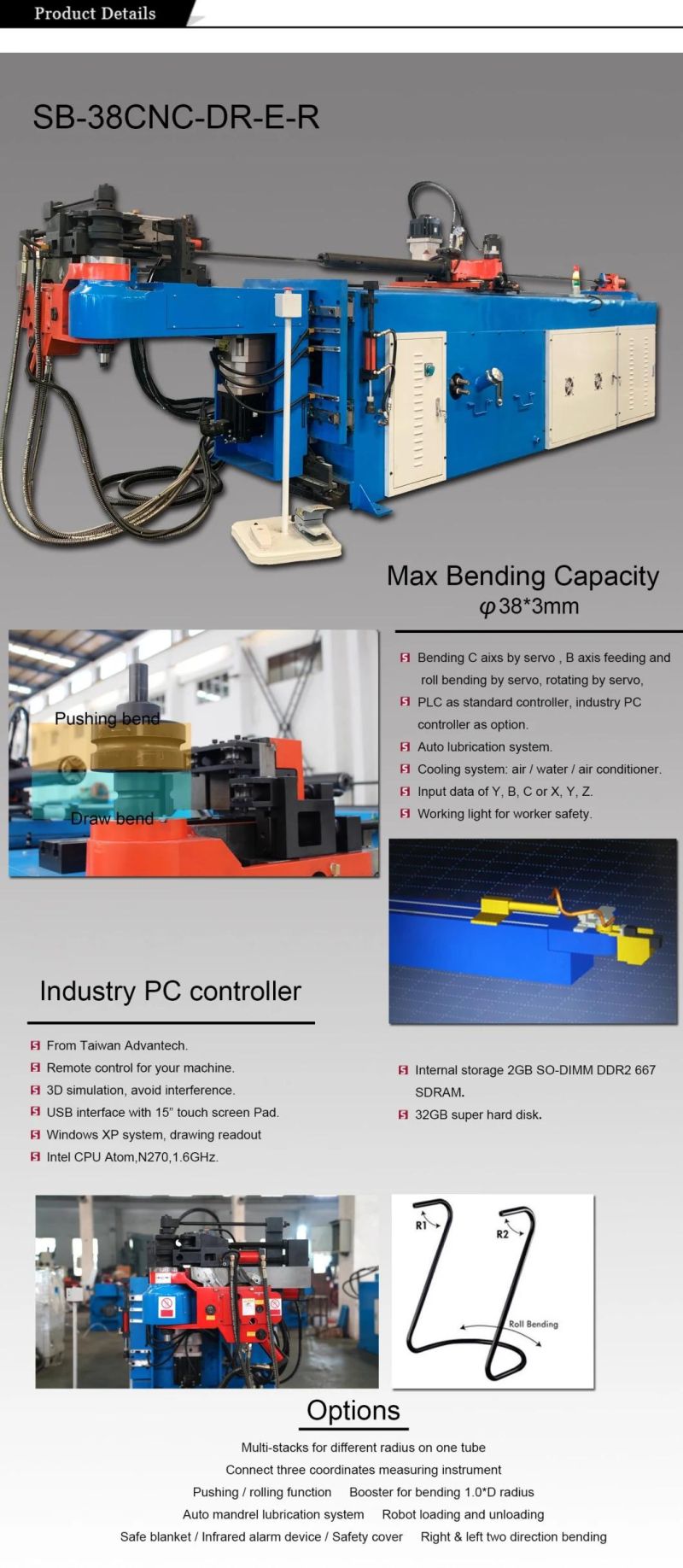 CNC Pipe Bending Machine with Multiple Toolings Push Bending and Punching