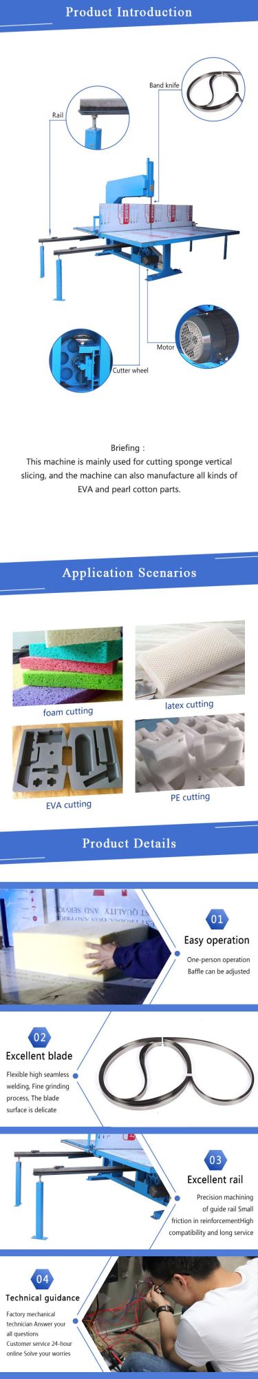 Hot Sell Ld008d-1 Foam Machinery Sponge Foam Upright Cutting Machine Foam Cutter