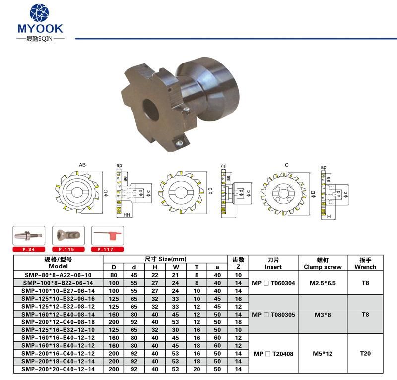 Indexable Carbide Side and Face Facing Mill Milling Cutter Tool