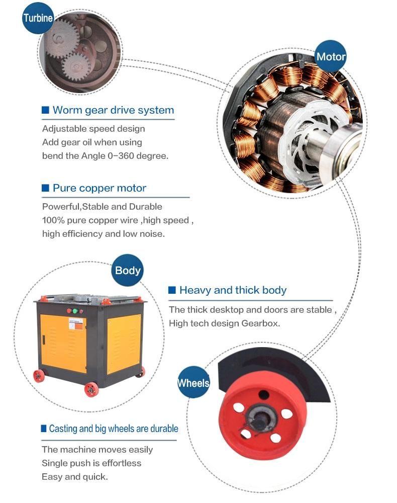 Gw40c Worm Gear Steel Bar Bending Machine for Sale Bender for Steel Bars